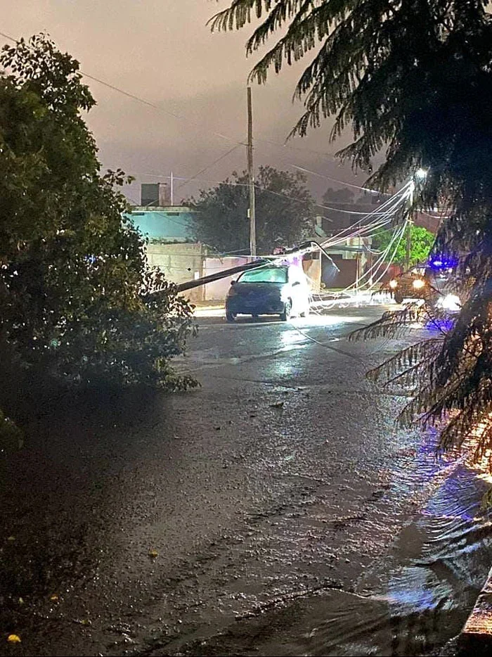Accidente en La Rioja: auto atrapado tras la caída de un árbol y un poste