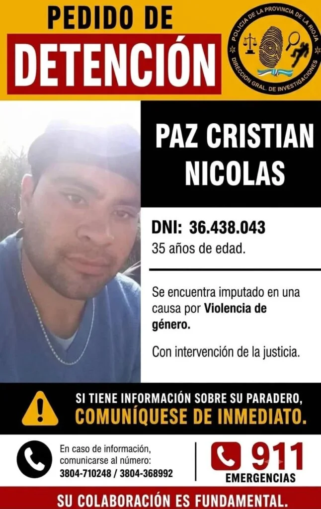 Detención de Paz Cristian Nicolás: un caso de violencia de género que conmociona a La Rioja