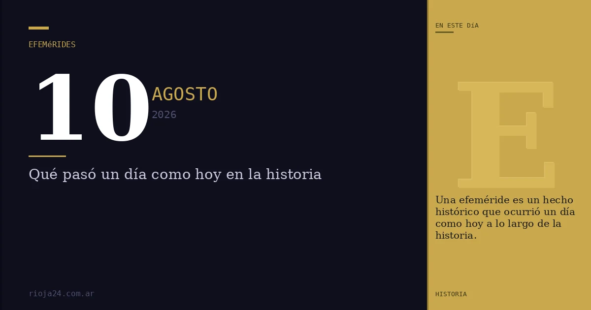 Efemérides del 10 de agosto de 2026: ¿Qué pasó un día como hoy?