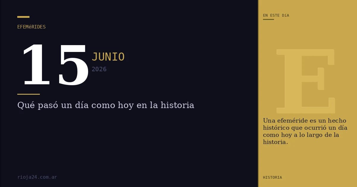 Efemérides del 15 de junio de 2026: ¿Qué pasó un día como hoy?