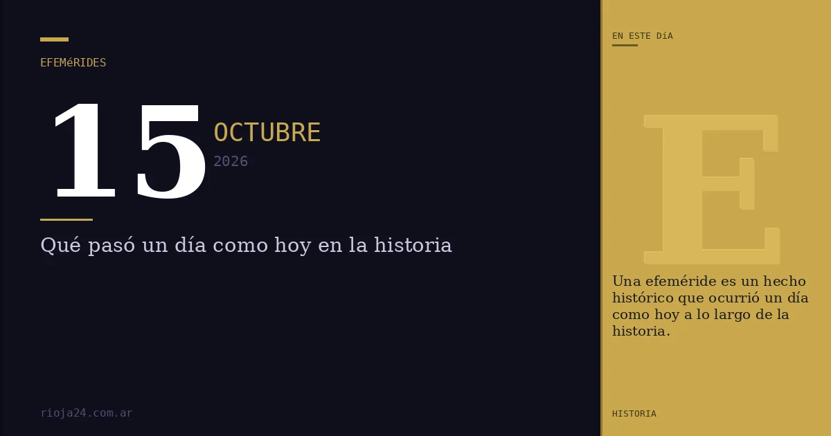 Efemérides del 15 de octubre de 2026: ¿Qué pasó un día como hoy?