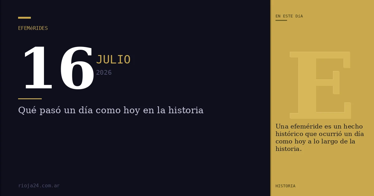 Efemérides del 16 de julio de 2026: ¿Qué pasó un día como hoy?