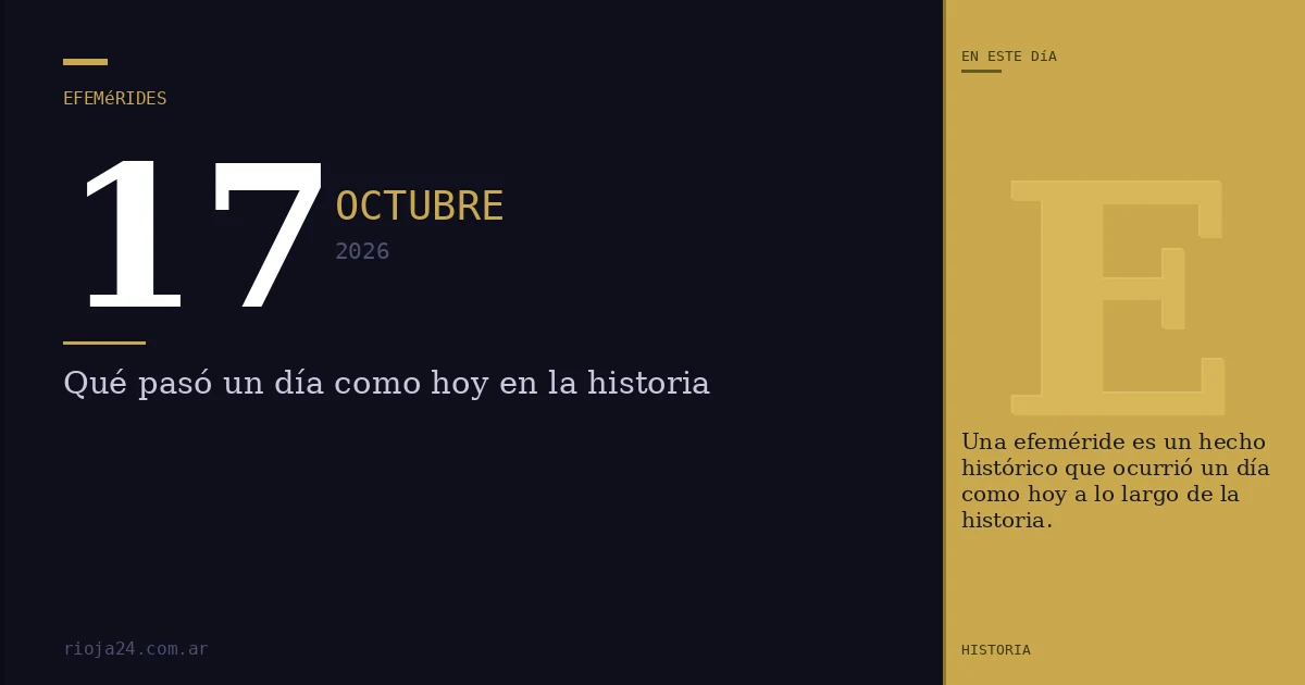 Efemérides del 17 de octubre de 2026: ¿Qué pasó un día como hoy?