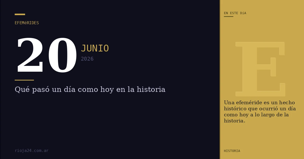 Efemérides del 20 de junio de 2026: ¿Qué pasó un día como hoy?
