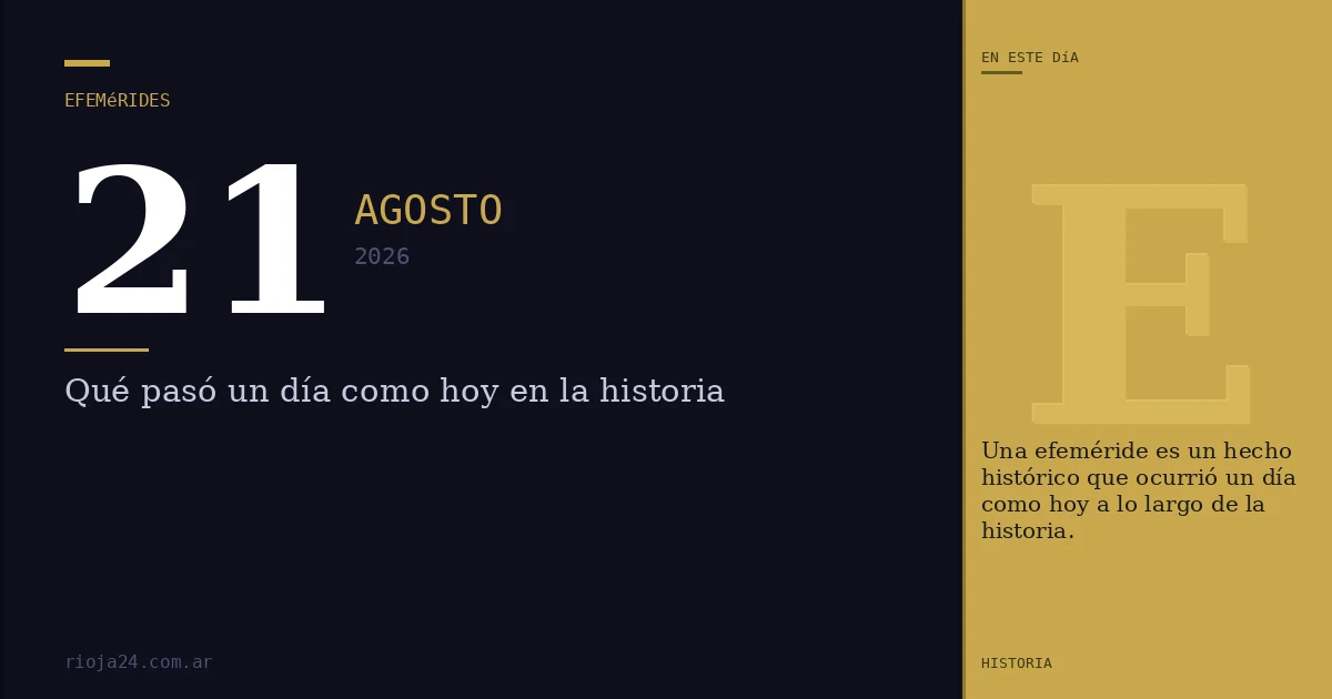 Efemérides del 21 de agosto de 2026: ¿Qué pasó un día como hoy?