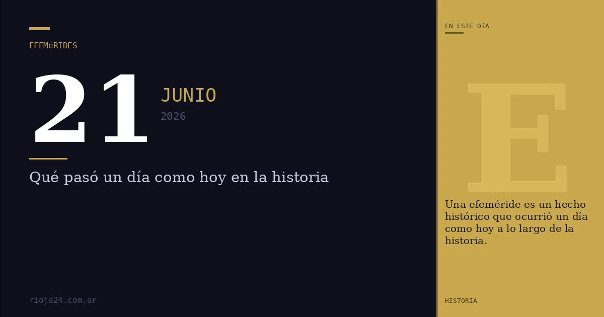 Efemérides del 21 de junio de 2026: ¿Qué pasó un día como hoy?