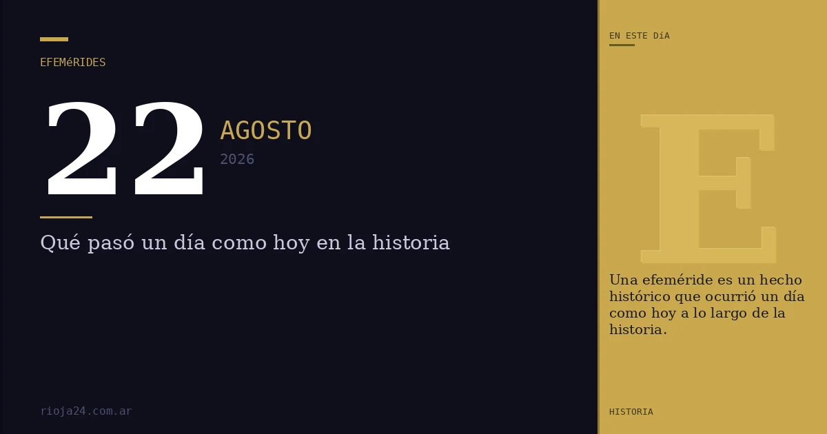 Efemérides del 22 de agosto de 2026: ¿Qué pasó un día como hoy?