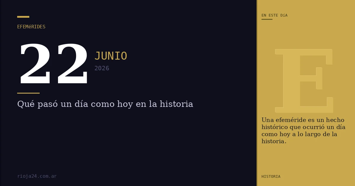 Efemérides del 22 de junio de 2026: ¿Qué pasó un día como hoy?