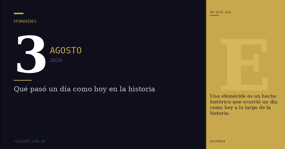 Efemérides del 3 de agosto de 2026: ¿Qué pasó un día como hoy?