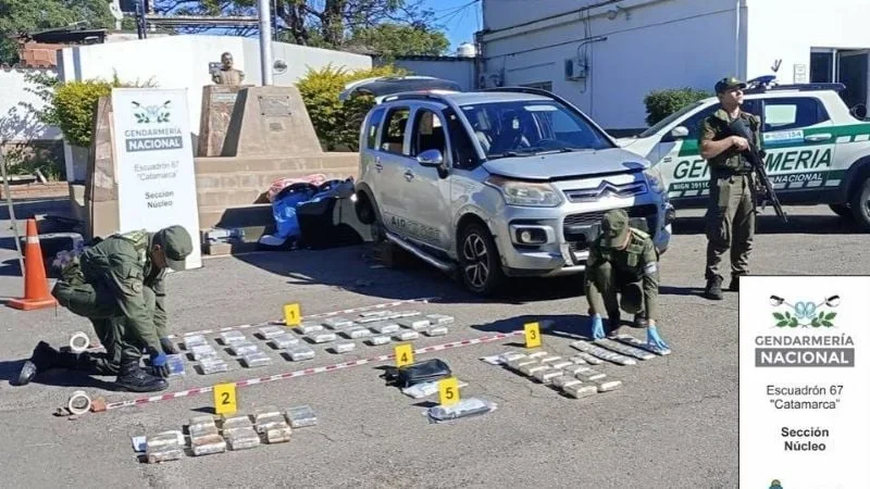 Gendarmería desmantela tráfico de drogas: 39 kilos de cocaína incautados en Catamarca